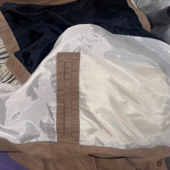 Bugatchi Uomo Tan Suede Jacket- Lightweight Zip Button Jacket – Size XL - Picture 13 of 15